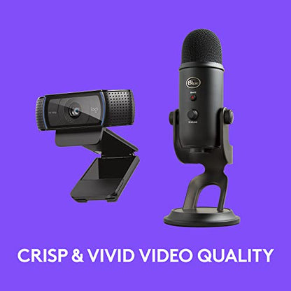 Logitech C920x HD Pro Webcam, Full HD 1080p/30fps - Black w/Blue Yeti USB Microphone - Blackout - size: 1 Pack, style: 1080P/30 fps, 720p/30fps