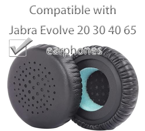 Replacement earpads Compatible with Jabra Evolve 20 Headphones | Black/high-density sound-isolating soft ear pads, protein leather material