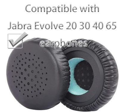 Replacement earpads Compatible with Jabra Evolve 20 Headphones | Black/high-density sound-isolating soft ear pads, protein leather material