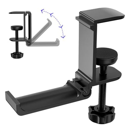 Foldable Headphone Stand Clamp-On Design Silicone Pad Portable Space-Saving Holds Up to 5KG Fits Desk Setup/Office/Home