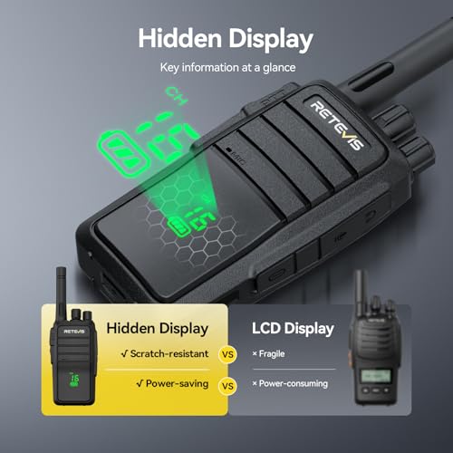 Retevis RT21H Walkie Talkies Long Range, 2 Way Radio with Earpiece 10 Pack | RT21 V2.0 for School Security, Durable FRS Two Way Radio, Shatterproof Hidden Display, Upgraded Type-C, Surveillance Headset