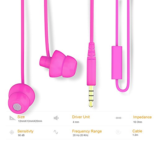 MAXROCK (TM Super Mini Total Soft Silicon Earbuds Headphones with Mic Music Sleep Choice for Cellphones Ipad Tablet Mp3 Laptop and Most 3.5mm Audio Player (Pink) - color: Pink