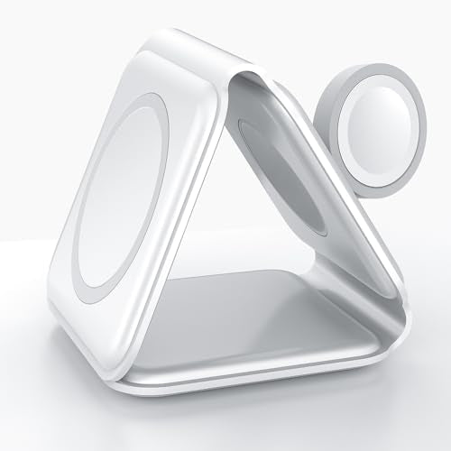 IHAO 3in1 Megnetic Attraction Wireless Charging Station Foldable Fast Charger for iPhone 15/14/13, iWatch & AirPods 15W Charging Stand with Strong Magnet Fold to Stand Multi-Device Safe Charging-White - color: 3in1 Wireless Charger K99 White