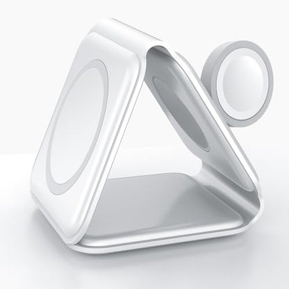 IHAO 3in1 Megnetic Attraction Wireless Charging Station Foldable Fast Charger for iPhone 15/14/13, iWatch & AirPods 15W Charging Stand with Strong Magnet Fold to Stand Multi-Device Safe Charging-White - color: 3in1 Wireless Charger K99 White