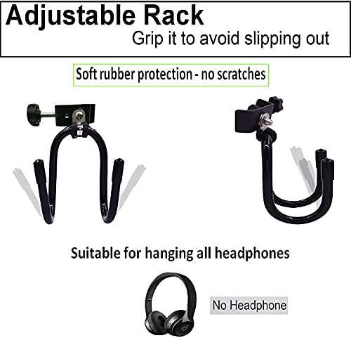 Pmsanzay Universal Hanger Stand, Black Metal with Rubber Pads, Fits 0.4" to 1.5" Tubing, Suitable for Headphones, Tambourines, Cords, etc.