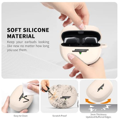 for New Bose Ultra Open Earbuds Case(2024), Off-White | Silicone Shockproof Protective Cover for Bose Open Ear Wireless Earbuds Accessories with Carabiner - color: Off-White