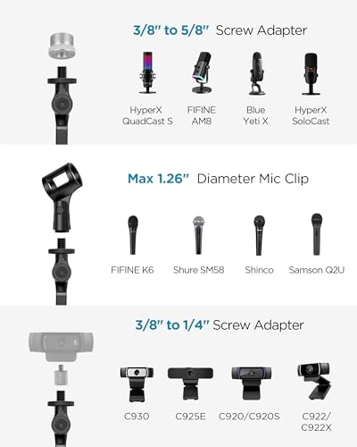 InnoGear Mic Stand Desk Max Load 2.64 lb Desktop Microphone Stand Boom Arm | for Fifine AM8 K669B Blue Yeti HyperX, Minimal Footprint, Fine-Tune Tension, Heavy Hold, 2.64 lb Weight Capacity