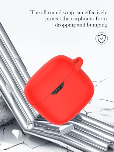 Case for JBL Tune Flex - True Wireless Noise Cancelling Earbuds,Soft Protective,BOVUGAC Silicone Case Cover with Keychain & Cleaning Kit & Lanyard for JBL Tune Flex Earbuds-Red - color: Red