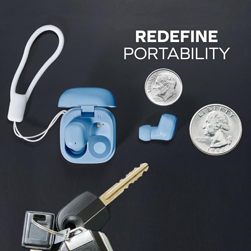 Mini Invisible Wireless Earbuds, Bluetooth 5.3, Mic & Charging Case, Blue | 12-HR Playtime, Touch Control, Sweat & Splash Resistant, Works with Siri, Alexa & Google, Compatible with iPhone & Android - color: D-Blue