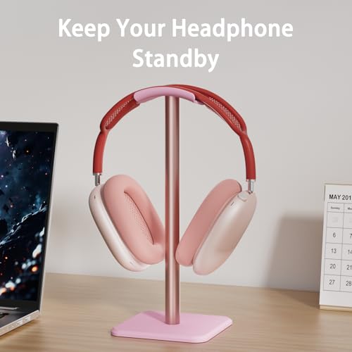 Headphone Stand - Headset Stand with Aluminum Hanger (Pink) | Headphone Holder for AirPods Max, Sony, Bose, Beats and More - color: Pink