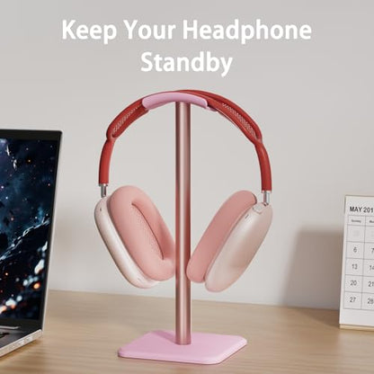 Headphone Stand - Headset Stand with Aluminum Hanger (Pink) | Headphone Holder for AirPods Max, Sony, Bose, Beats and More - color: Pink