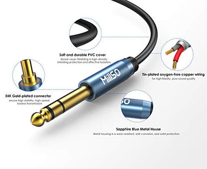 1/4 to 3.5mm Headphone Adapter 16 FT 1/4 Male to 1/8 Female Cable | TRS 6.35mm Male to 3.5mm Female Stereo Audio Jack Adapter for Amplifiers, Guitar Amp, Keyboard Piano, Home Theater, Headphone - color: Blue, size: 16 FT