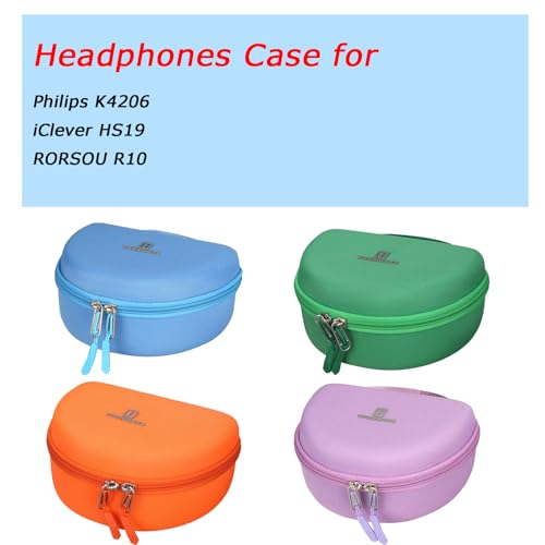 Tourmate Hard Travel Case for Philips K4206 Kids Wireless On-Ear Headphones/iClever HS19 Kids RORSOU R10 On-Ear Headphones, Protective Carrying Storage Bag (Blue, Case Only) - color: Blue