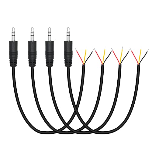3.5mm Male Plug to 3Pin Bare Wire Open End Cable 1.6FT, TRS 3 Pole 1/8'' | 3.5mm Audio Plug Stereo Audio Wire, Auxiliary Audio Connector Jack, for 3.5mm Earphone Microphone DIY Cable Repair - 4Pcs - color: 3.5mm Male Plug TRS 3 Pole - 0.5M/1.6FT