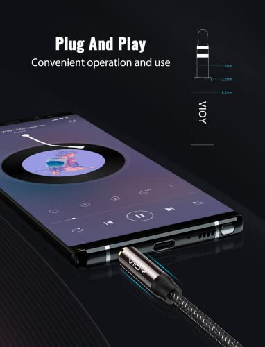 VIOY Aux Cord 100 FT, 3.5mm Male to Male Braided Auxiliary Audio Cable | Long Aux cord, 3.5mm TRS Jack, Hi-Fi lossless sound, Copper Shell, fits Headphone, Smartphone, Car Stereo, Speaker, Echo - size: 100FT