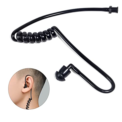 Replacement Acoustic Coil Tube Kit with Ear Tip (Black,6 Pack) | for Motorola Baofeng Kenwood Midland Walkie Talkie Surveillance Earpiece - size: pack of 6