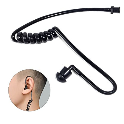 Replacement Acoustic Coil Tube Kit with Ear Tip (Black,6 Pack) | for Motorola Baofeng Kenwood Midland Walkie Talkie Surveillance Earpiece - size: pack of 6