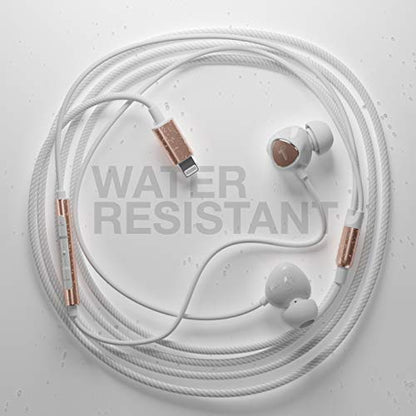 Thore iPhone Earphones (Apple MFi Certified) V110 in Ear Braided Wired Lightning Earbuds (Sweat/Water Resistant) Headphones with Mic/Volume Remote for iPhone 12/13/14 Pro Max - Gold - color: Rose Gold