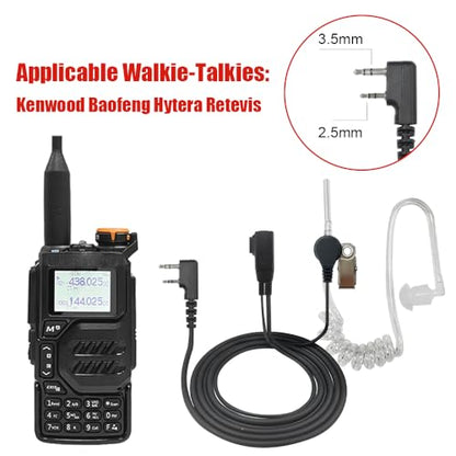 Covert Acoustic Tube Walkie Talkie Earpiece with MIC | Compatible with Baofeng uv82,Retevis RT22,Kenwood Pxton PX-888S Two Way Radio (10 Pack)