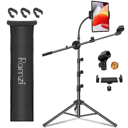 Ramzi Mic Stand 6 In 1 Microphone Stand | Floor Boom Mic Stand, Support Boom Gooseneck Mic Clips Tablet Phone Holder Any Combination With Mic Stand Bag - size: Mic Stand+Boom+Gooseneck