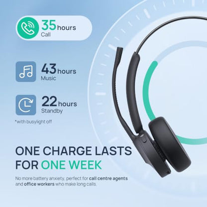 Yealink BH70 Mono Bluetooth Teams Headset with AI Mic for Work from Home PC | 3 Microphone Sound Isolation, Microsoft Teams & Zoom Certified, Compatible with Cisco Zoom Google, 35h Talk, USB-A dongle - color: Black(Mono), style: Teams(USB-A)
