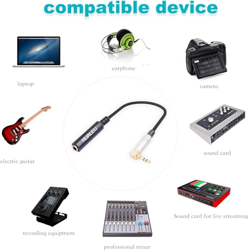 Right Angle 1/8 Male to 1/4 Female Stereo Audio Cable,TRS 6.35mm (1/4 inch) Female to 3.5 (1/8 inch) Male Right Angle Cable for Amplifier, Guitar, Headphone, Laptop-3.3Feet 1pack - size: 3.3Feet