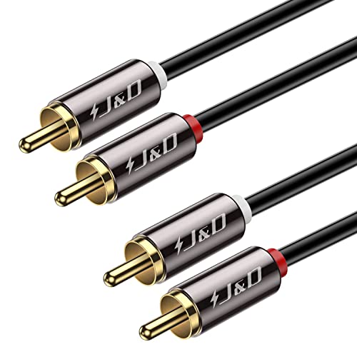 J&D 2 RCA M/M 스테레오 오디오 케이블, 금 도금 2RCA 수 - 2RCA 수 구리 쉘 보조 오디오 코드, 홈 시어터 HDTV 앰프 하이파이 시스템 스피커, RCA 오디오 케이블, 1.2m(4피트) - size: 4 Feet