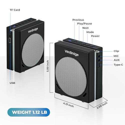 WinBridge Portable PA System 30W Voice Amplifier with Dual Wireless Mics