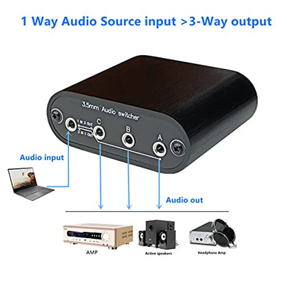 New D3 3(1)-in-1(3)-Out 3.5mm Stereo Audio Switch Source Input Signal switcher selector Splitter Box Mini - color: 3-port 3.5mm Switch no volume
