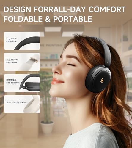 Atom Max 하이브리드 ANC 헤드폰, 고해상도 오디오, 45시간 재생, 블랙 - color: 블랙.
