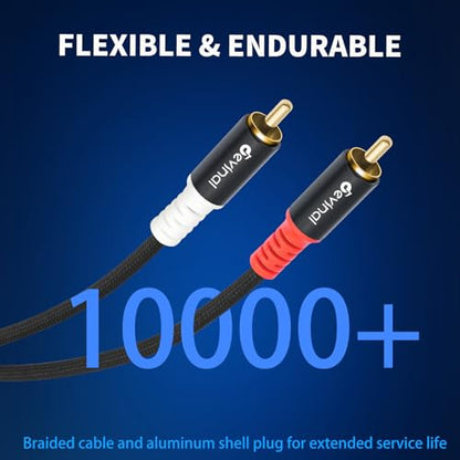 10FT RCA Cables, 2RCA to 2RCA Audio Cable, Male Stereo RCA Cord Shielded Braided for Home Theater, HDTV, Amplifiers, Hi-Fi Systems, Car Audio, Speakers - size: 3 Meters/ 10 FT