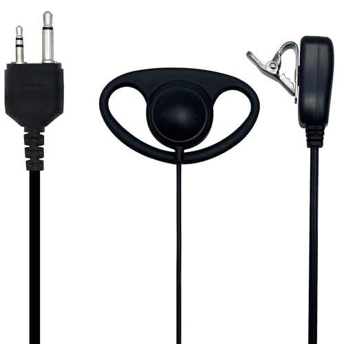 Walkie Talkie Earpiece with Mic PTT 2 Pin D Shape Radio Headset Compatible with Midland LXT118 GXT1000VP4 LXT500VP3 LXT600VP3 LXT380 Two Way Radios (1 Pack)