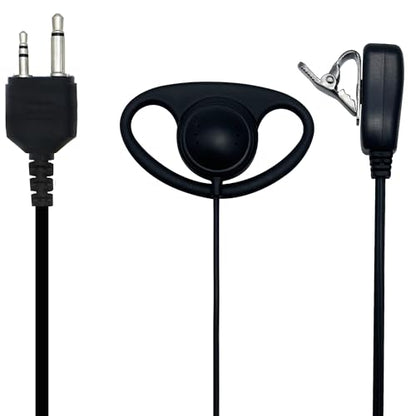 Walkie Talkie Earpiece with Mic PTT 2 Pin D Shape Radio Headset Compatible with Midland LXT118 GXT1000VP4 LXT500VP3 LXT600VP3 LXT380 Two Way Radios (1 Pack)