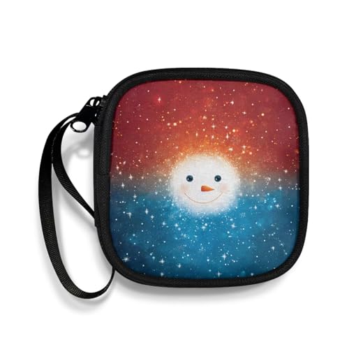 Christmas Snowman Face Headphones Carrying Case, Protective Shell Travel Bag for Cable, Charger Storage for Earphone, Earbud, Earpieces Headphone Bag Travel - color: Christmas Snowman Face