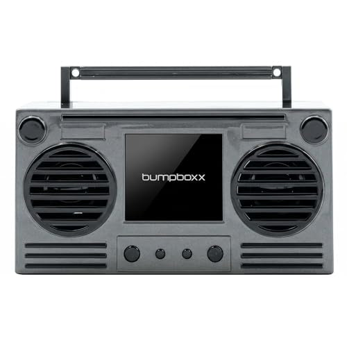 Bumpboxx MicroBoom Wearable Bluetooth Speaker, Gunmetal Grey, 24" Chain | Gunmetal grey wearable speaker with a 24-inch chain and rechargeable lithium-ion battery. - color: Grey
