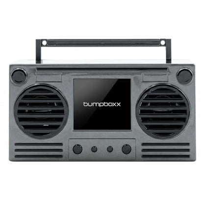 Bumpboxx MicroBoom Wearable Bluetooth Speaker, Gunmetal Grey, 24" Chain | Gunmetal grey wearable speaker with a 24-inch chain and rechargeable lithium-ion battery. - color: Grey