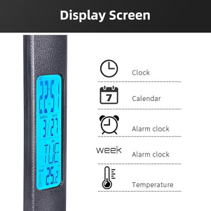 IHAO Multi-Functional Desk Lamp 10W Qi Wireless Charger 3 Color Modes 5 Brightness Levels Eye-Caring LED Light Faux Leather Finish Calendar Temperature Display Office Table Lamp TX26 Black - color: Table Lamp TX26A Black