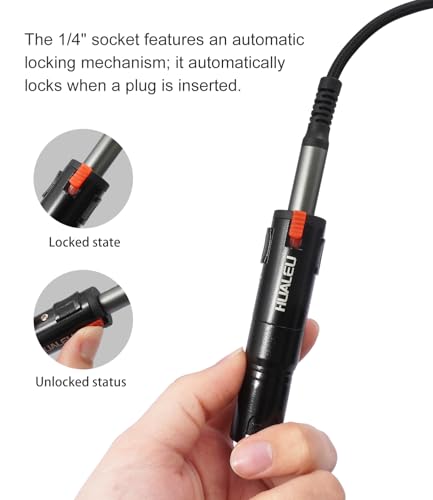Lockable 1/4 TRS Female to 3Pin XLR Male Audio Adapter, Balance Locking 6.35mm to XLR Adapter for Microphones, Mixing Consoles, and Power amplifiers-2 Pack Black - color: Black