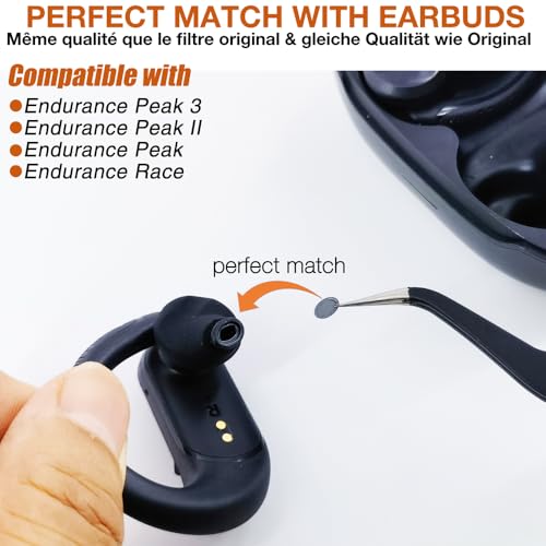 Dust Filter Mesh for JBL Endurance Earbuds -Black, 20 Pcs | Compatible with JBL Endurance Peak 3 / Peak II/Peak/Endurance Race Earbuds, Include Tools Tweezers