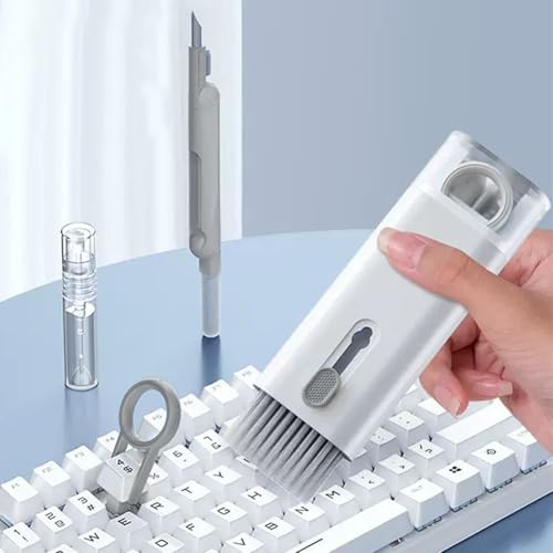 7 in 1 Laptop Cleaning Kit Keyboard Cleaner,Computer Screen Cleaning Brush Tool,Computer Cleaning Tools Kit Corner Gap Duster Keycap Puller(Grey)