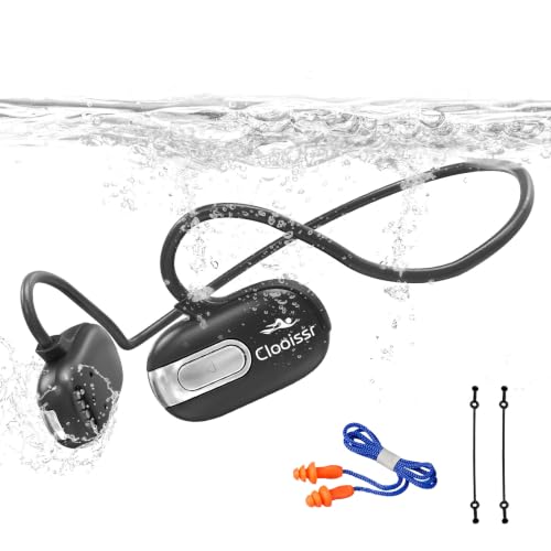 B35 New 32GB Bone Conduction Swimming Headphones, IP68 Waterproof, Bluetooth & MP3 Player, Open Ear Underwater Headphones Swimming with Mic & Stable Connection, Secure Fit, For Running Cycling Workout