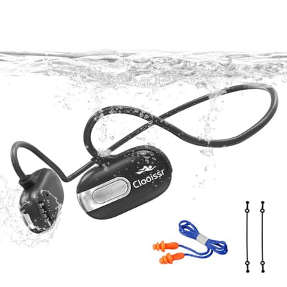 B35 New 32GB Bone Conduction Swimming Headphones, IP68 Waterproof, Bluetooth & MP3 Player, Open Ear Underwater Headphones Swimming with Mic & Stable Connection, Secure Fit, For Running Cycling Workout