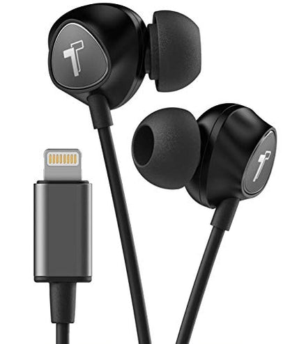 Thore Wired iPhone Headphones with Lightning Connector Earphones - MFi Certified by Apple Earbuds Wired in-Ear Microphone and Volume Remote for iPhone (Black) - color: Black