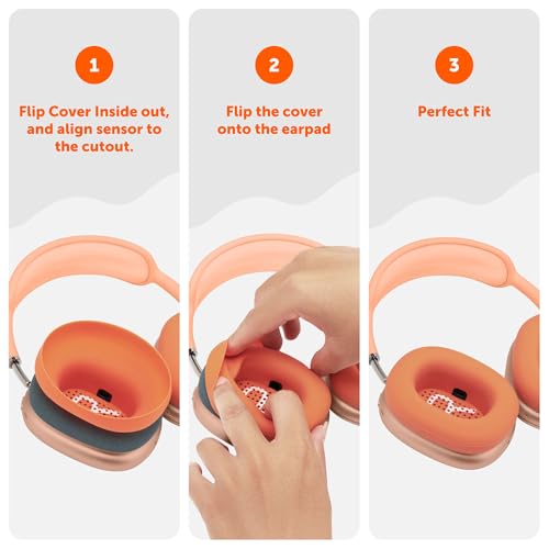 WC SweatZ Max - Patented Silicone Sweat Covers for AirPods Max 1 | Made by Wicked Cushions | (Does Not Fit AirPods Max 2). Sweatproof, Full Earpad Protection | Orange - color: Orange