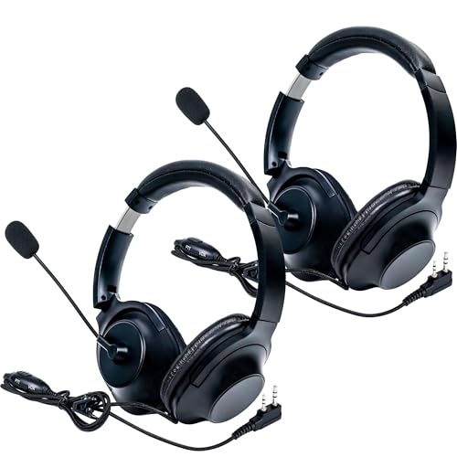 SAMCOM Overhead Walkie Talkies Headset with Boom Mic, for FPCN10A FPCN30A Two-Way Radios, Compatible with BF-888S,UV5R Walkie-Talkies, 2 Pin 2 Way Radio Earpiece (2 Pack) - size: 2 Pcs Foldable Headset