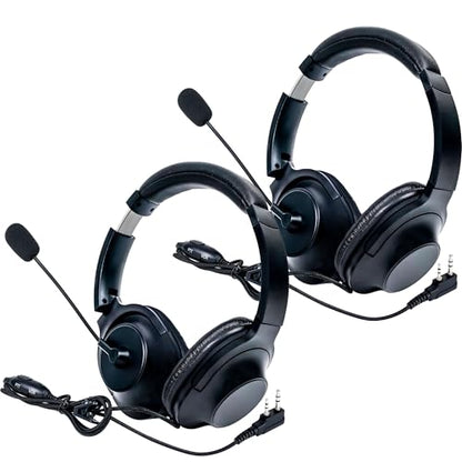 SAMCOM Overhead Walkie Talkies Headset with Boom Mic, for FPCN10A FPCN30A Two-Way Radios, Compatible with BF-888S,UV5R Walkie-Talkies, 2 Pin 2 Way Radio Earpiece (2 Pack) - size: 2 Pcs Foldable Headset