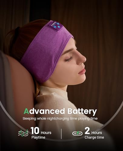 Perytong Sleep Headphones Wireless, Bluetooth 5.4 Sports Headband Headphones with Ultra-Thin HD Stereo Speakers Perfect for Sleeping, Workout, Jogging, Yoga, Insomnia, Air Travel, Meditation (Violet) - color: Violet