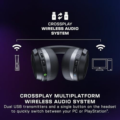 Turtle Beach Stealth 700 Wireless Multiplatform Gaming Headset for PC & PS5 | PlayStation, PS4, Mobile, Bluetooth, 24-Bit Audio, 60mm Dual Drivers, 80-Hr Battery, Noise-Cancelling Flip-to-Mute Mic, Black