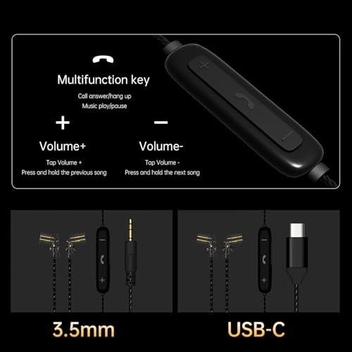 CCA ND Venus in Ear Monitor Headphones, 10mm Double Magnetic Dynamic Driver IEM Earphones, HiFi Wired Gaming Earbuds, 2 Pin Detachable Cable (with Mic, Black, 3.5mm Plug) - color: Black, size: With Mic, 3.5 mm