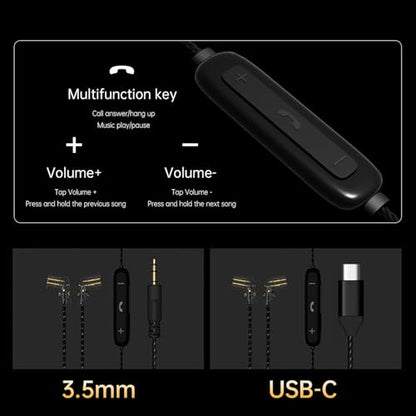 CCA ND Venus in Ear Monitor Headphones, 10mm Double Magnetic Dynamic Driver IEM Earphones, HiFi Wired Gaming Earbuds, 2 Pin Detachable Cable (with Mic, Crystal, 3.5mm Plug) - color: Crystal, size: With Mic, 3.5 mm